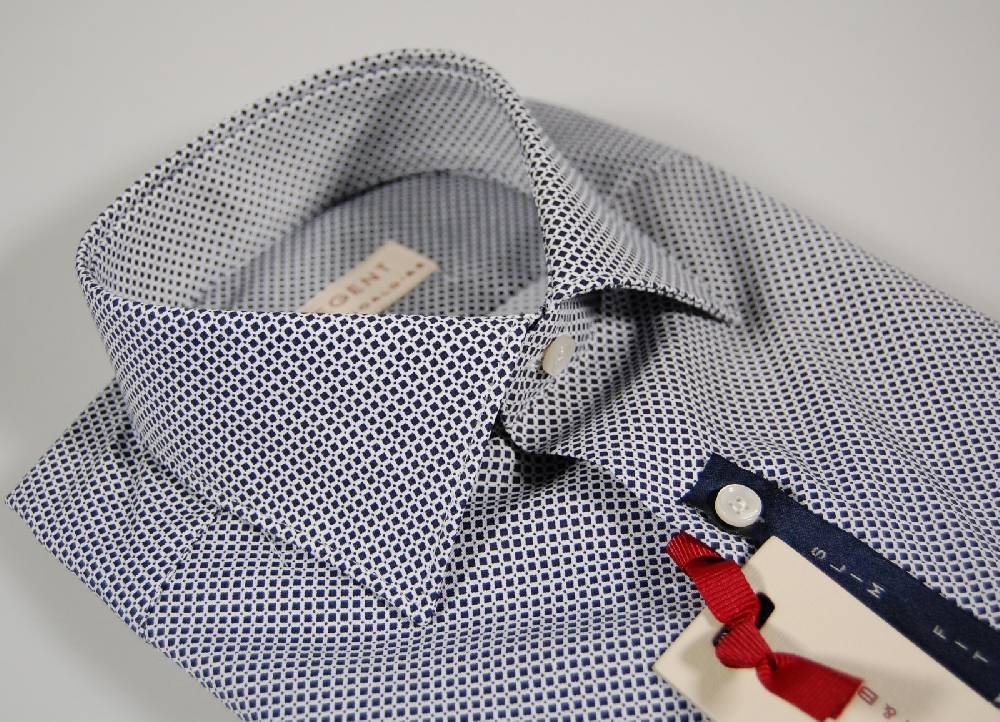 Regent by Pancaldi Camicia slim fit pancaldi micro fantasia blu in cotone stretch