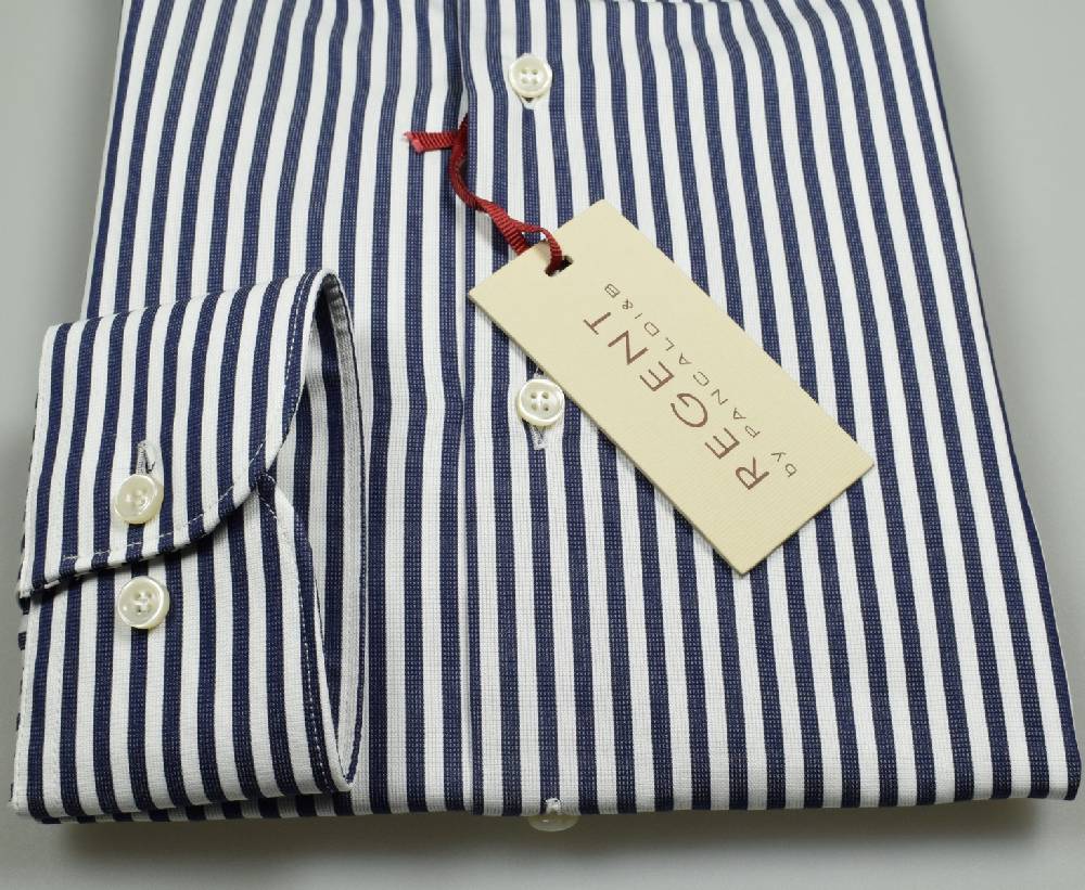 Regent By Pancaldi Camicia Slim Fit Pancaldi Puro Cotone A Righe Blu