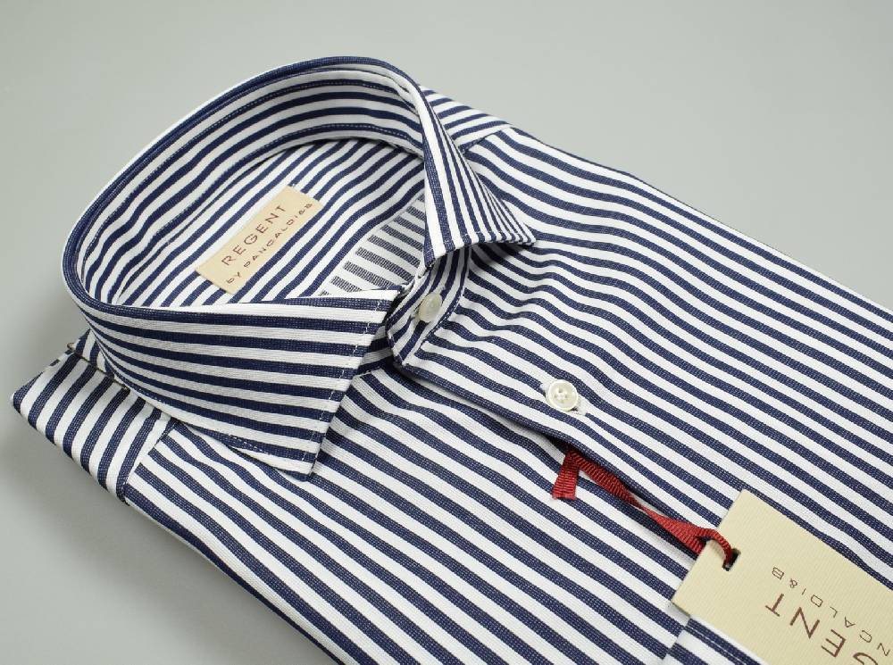 Regent By Pancaldi Camicia Slim Fit Pancaldi Puro Cotone A Righe Blu