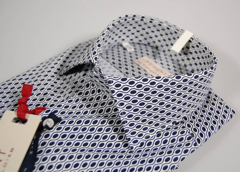 Regent By Pancaldi Camicia Slim Fit Regent By Pancaldi A Fantasia Blu Stretch