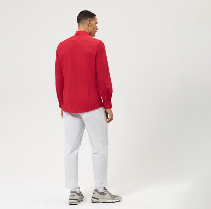 Olymp Camicia Slim Fit Rossa Olymp Level Five In Cotone Stretch