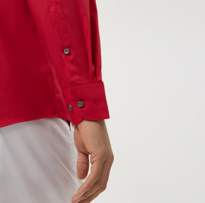 Olymp Camicia Slim Fit Rossa Olymp Level Five In Cotone Stretch