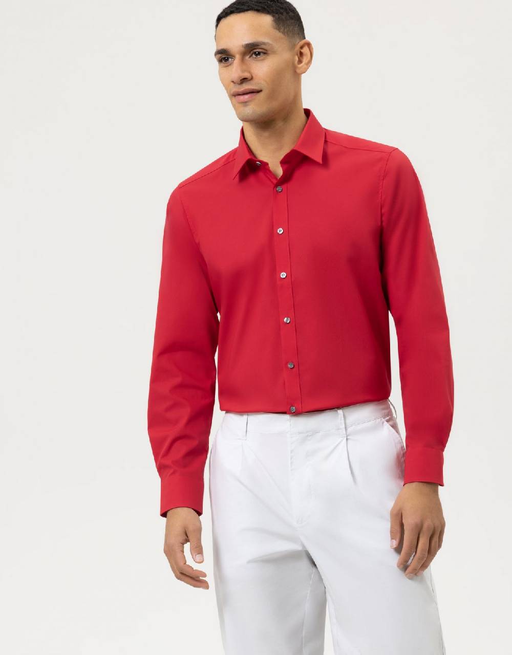 Olymp Camicia slim fit rossa olymp level five in cotone stretch