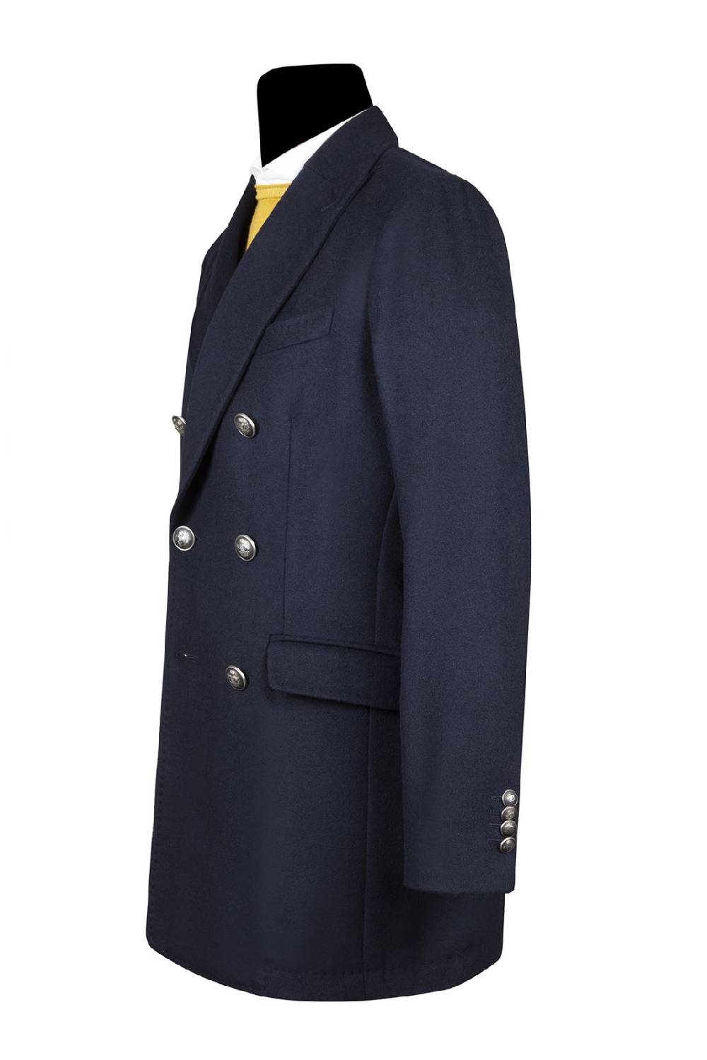 Simbols Cappotto Blu Doppiopetto Sfoderato Simbols Misto Cashmere