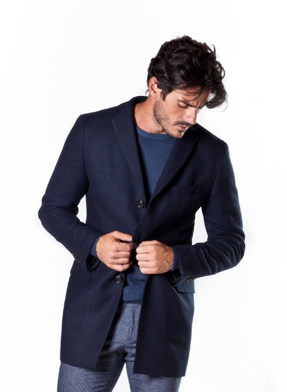 John Barritt Cappotto Slim Fit In Misto Lana A Tre Bottoni Ticket Pocket