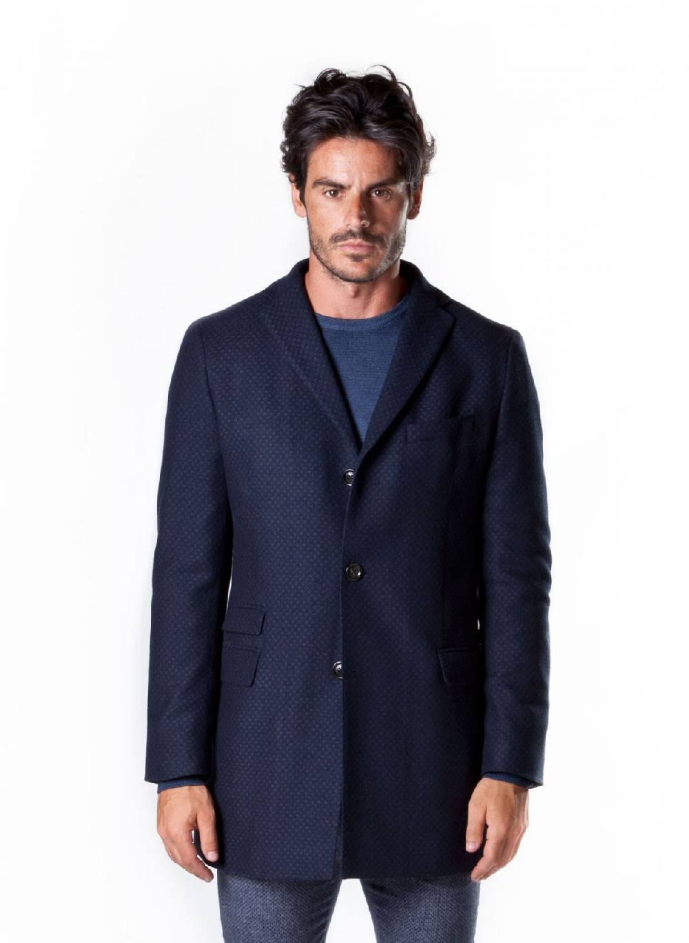 John Barritt Cappotto Slim Fit In Misto Lana A Tre Bottoni Ticket Pocket