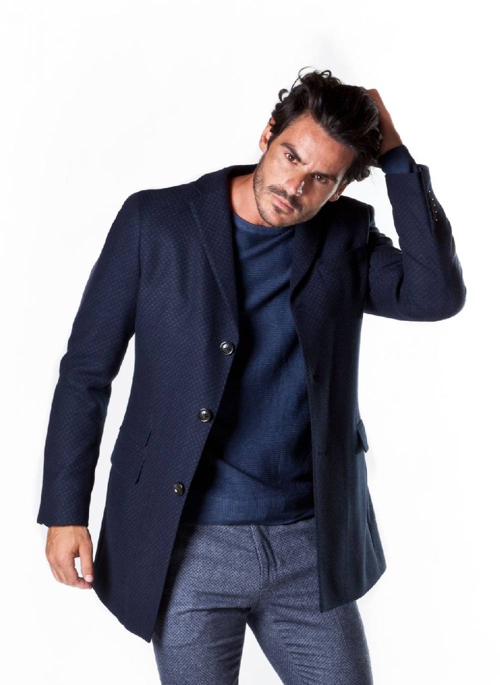 John Barritt Cappotto slim fit in misto lana a tre bottoni ticket pocket