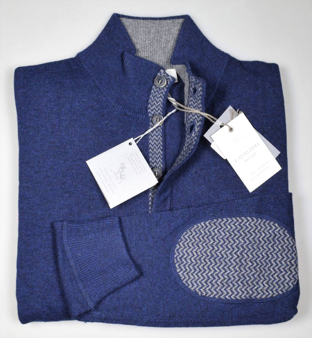 Cavalieri Milano Cardigan Giacca Blu Con Bottoni Lana Cashmere