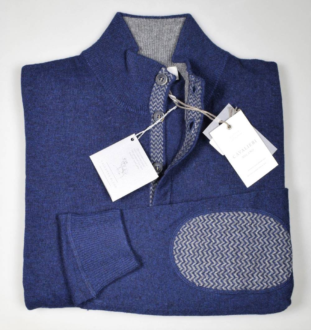 Cavalieri Milano Cardigan giacca blu con bottoni lana cashmere