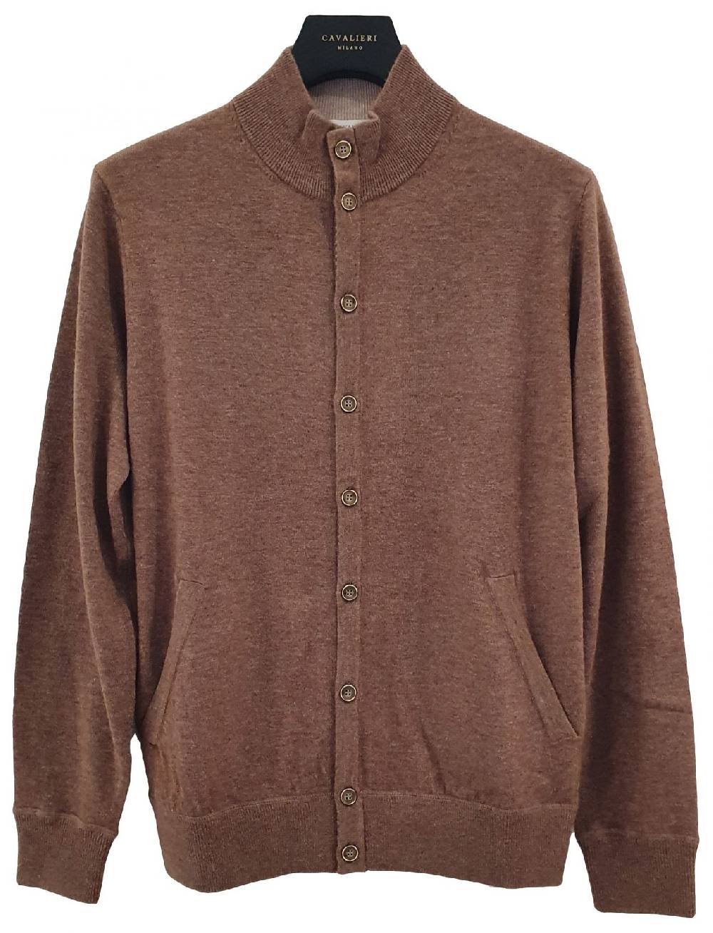 Cavalieri Milano Cardigan Giacca Noce Con Bottoni Lana Cashmere