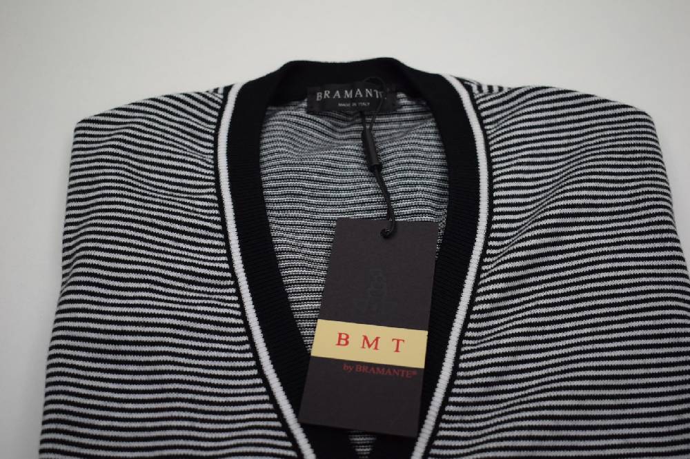 Bramante Cardigan Uomo Bramante Slim Fit A Righe Orizzontali Puro Cotone