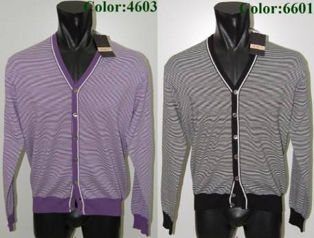 Bramante Cardigan Uomo Bramante Slim Fit A Righe Orizzontali Puro Cotone