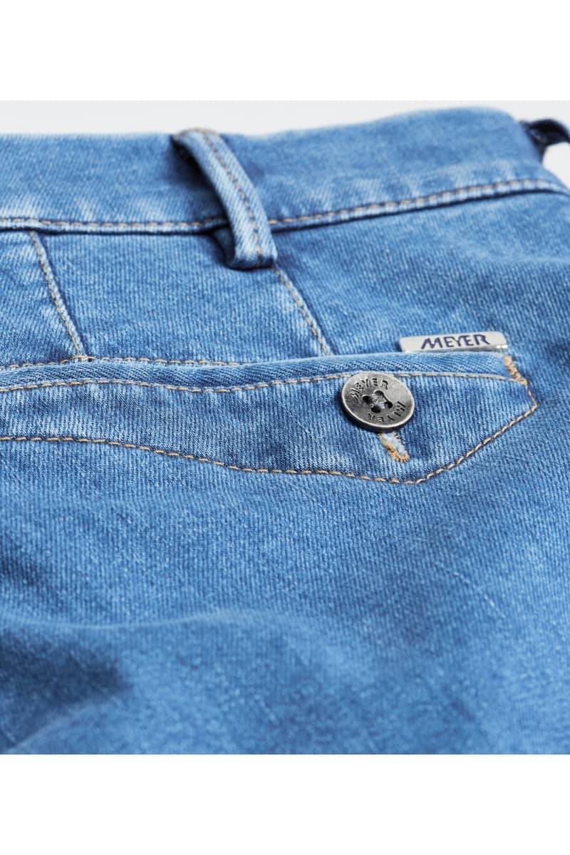 Meyer Cinque Tasche In Denim Flex Meyer Blu Medio Stone Modern Fit
