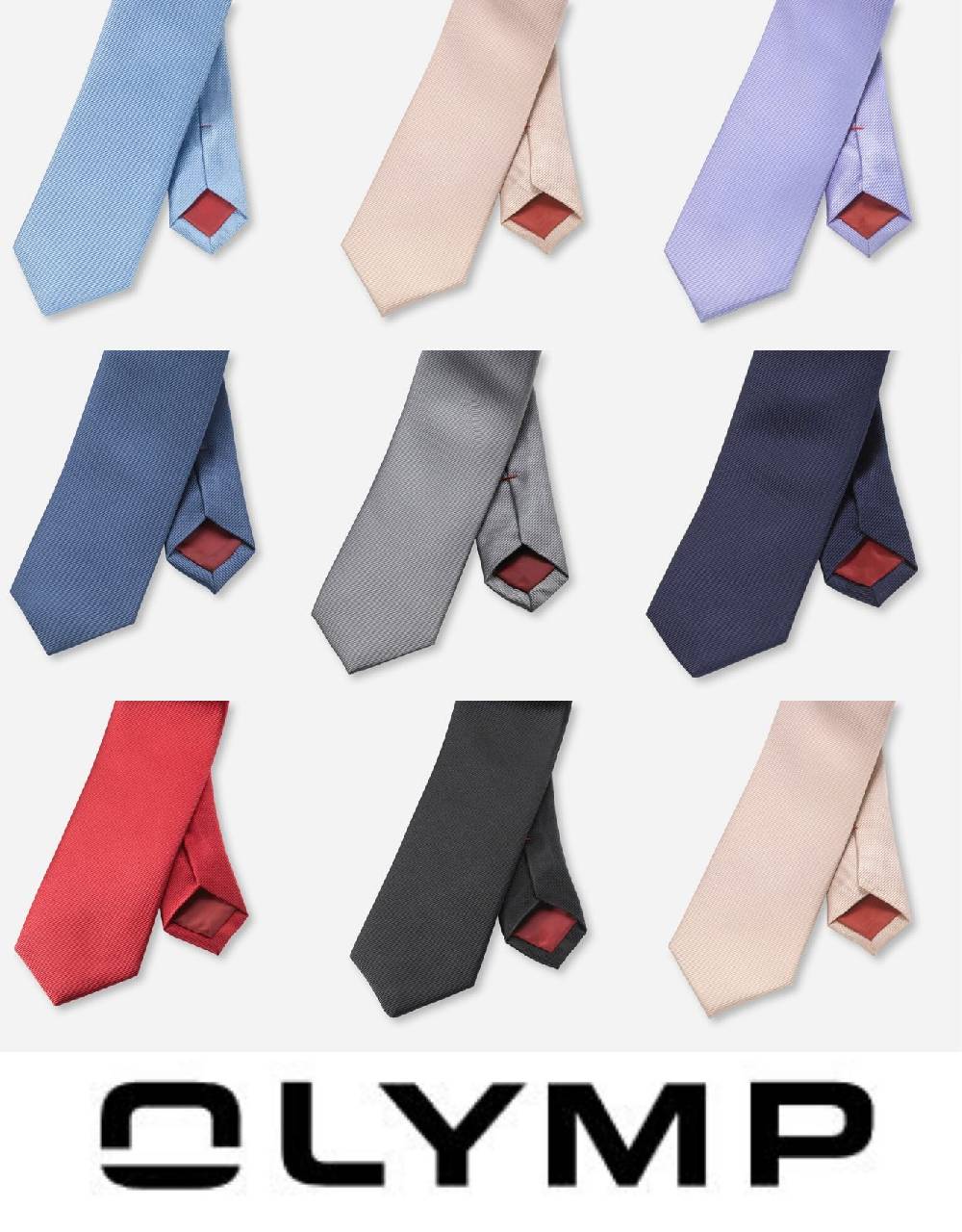 Olymp Cravatta slim in seta pura olymp in otto colori