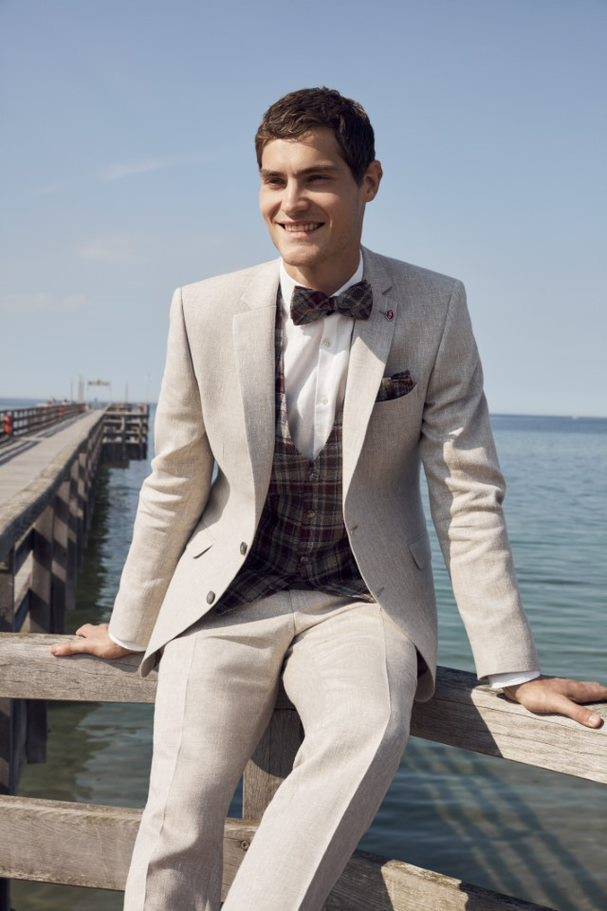 Digel Abito beige digel misto lino slim fit