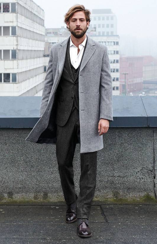 Digel Cappotto spigato grigio chiaro digel