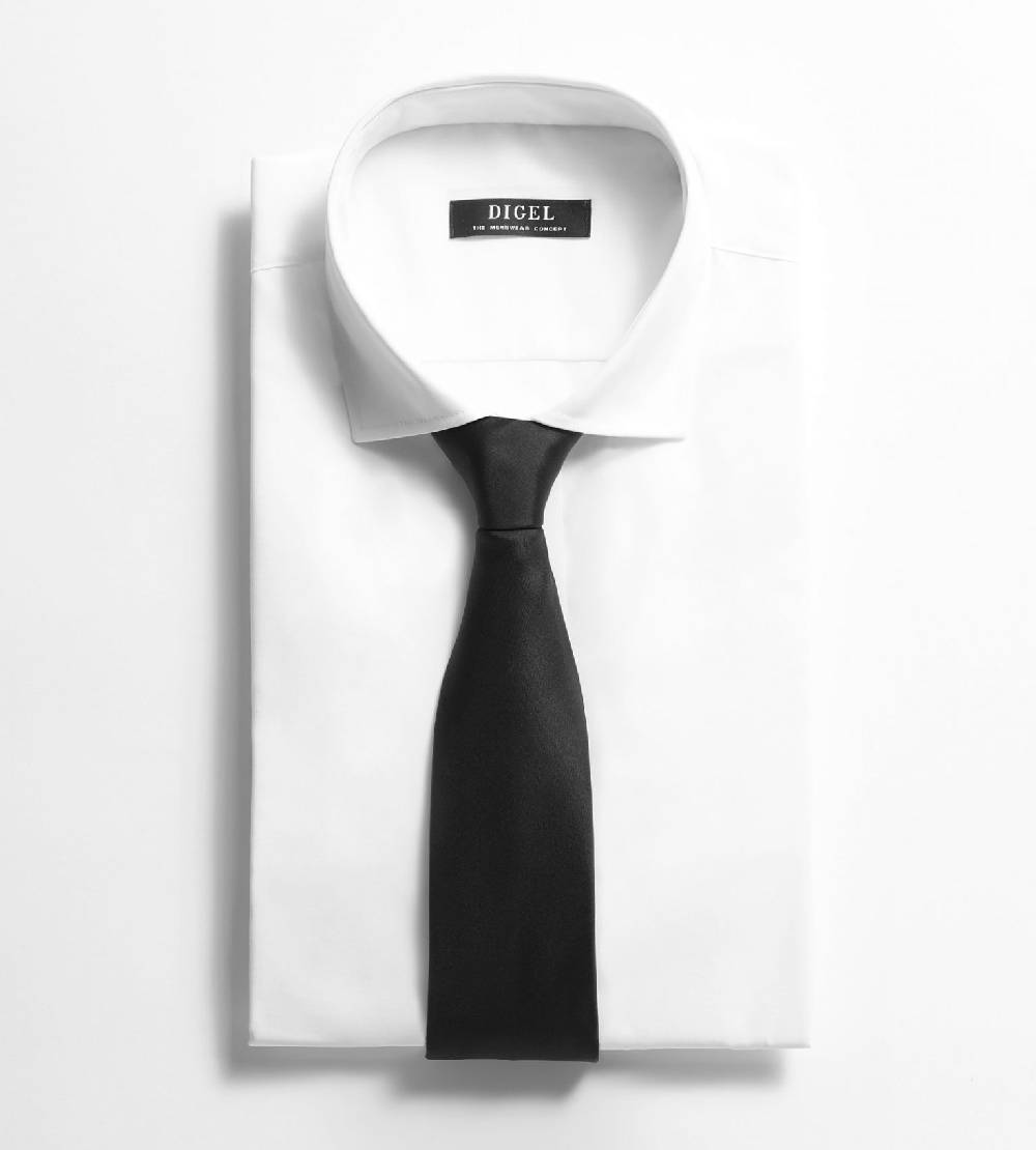 Digel Cravatta Nera Digel In Seta Pura
