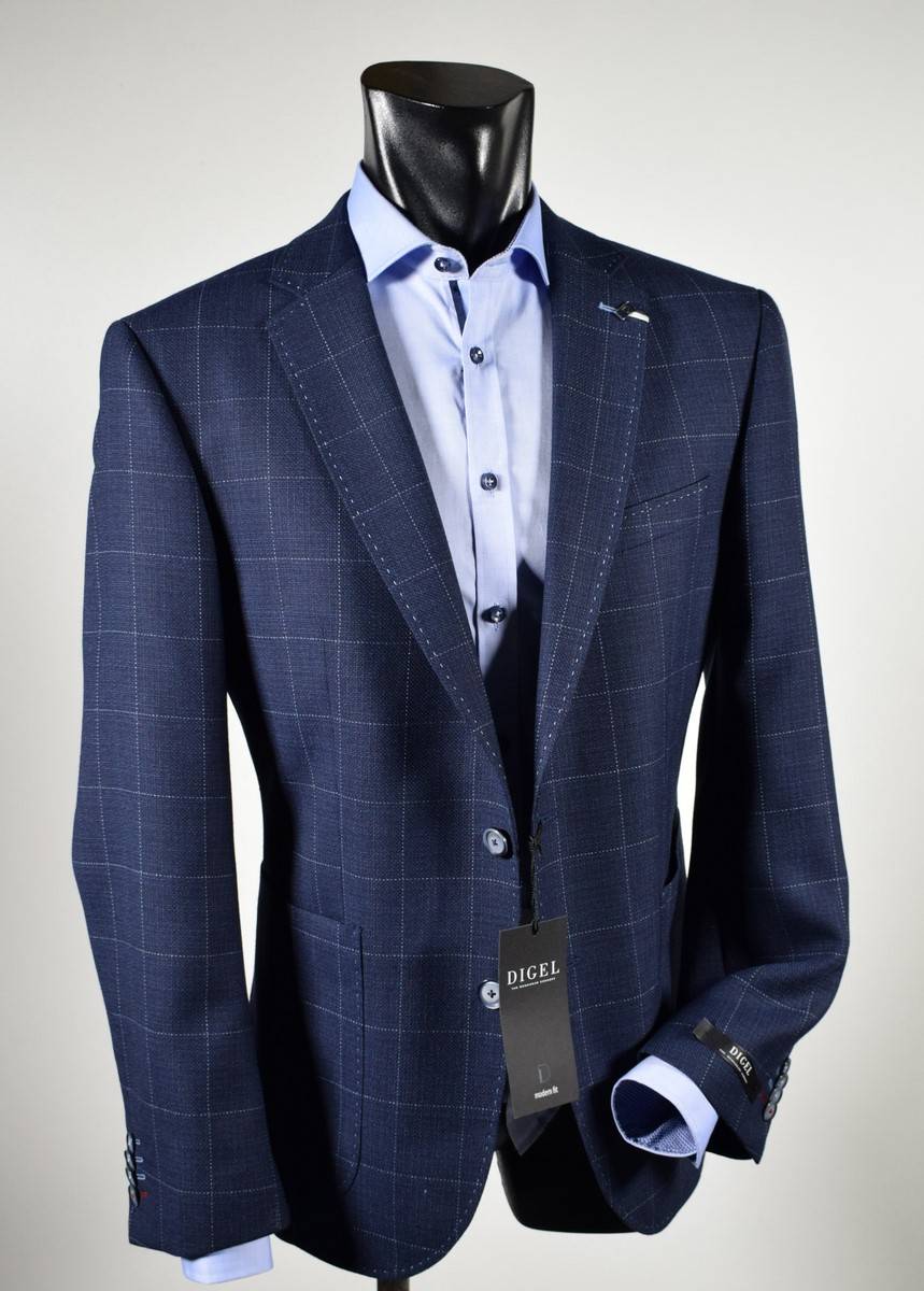 Digel Giacca blu a quadri digel drop quattro corto