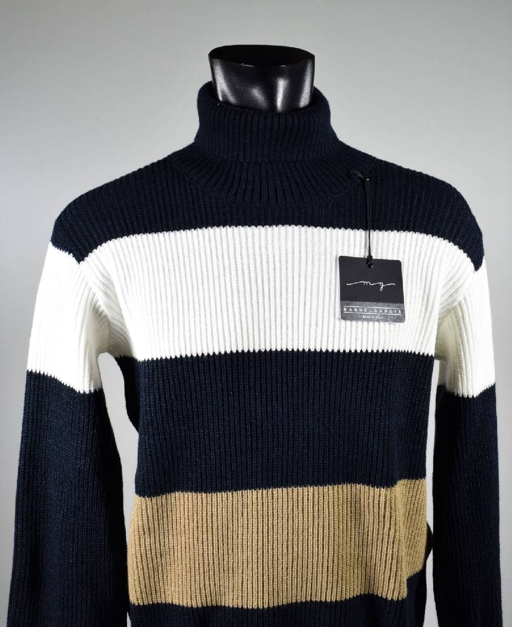 Manuel Garcia Dolcevita A Righe Blu Manuel Garcia In Misto Lana