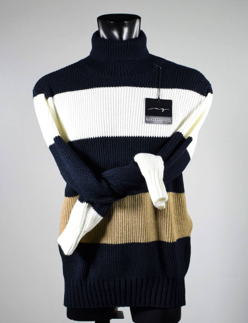 Manuel Garcia Dolcevita A Righe Blu Manuel Garcia In Misto Lana