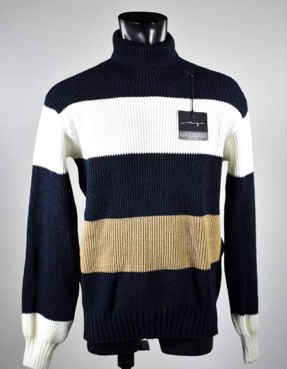 Manuel Garcia Dolcevita a righe blu manuel garcia in misto lana