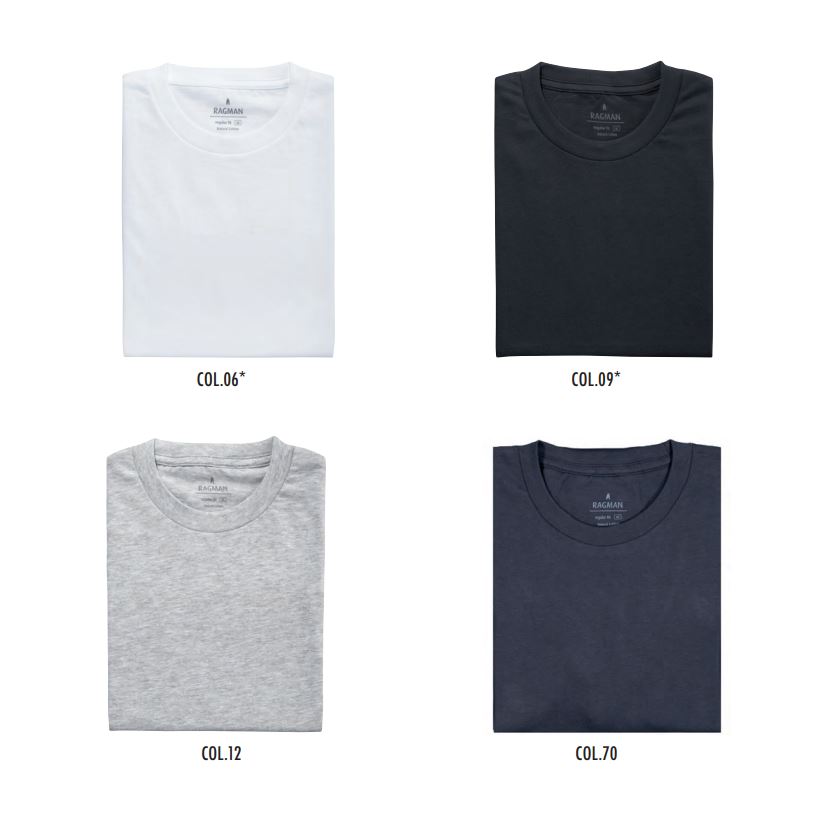 Ragman Due T-shirt Nere Ragman In Puro Cotone Jersey