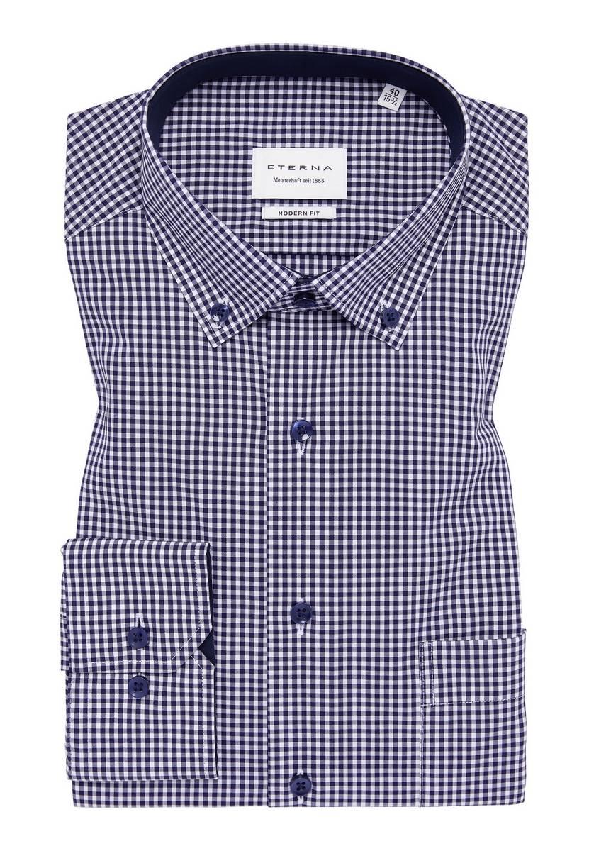 Eterna Camicia Eterna A Quadretti Blu Modern Fit