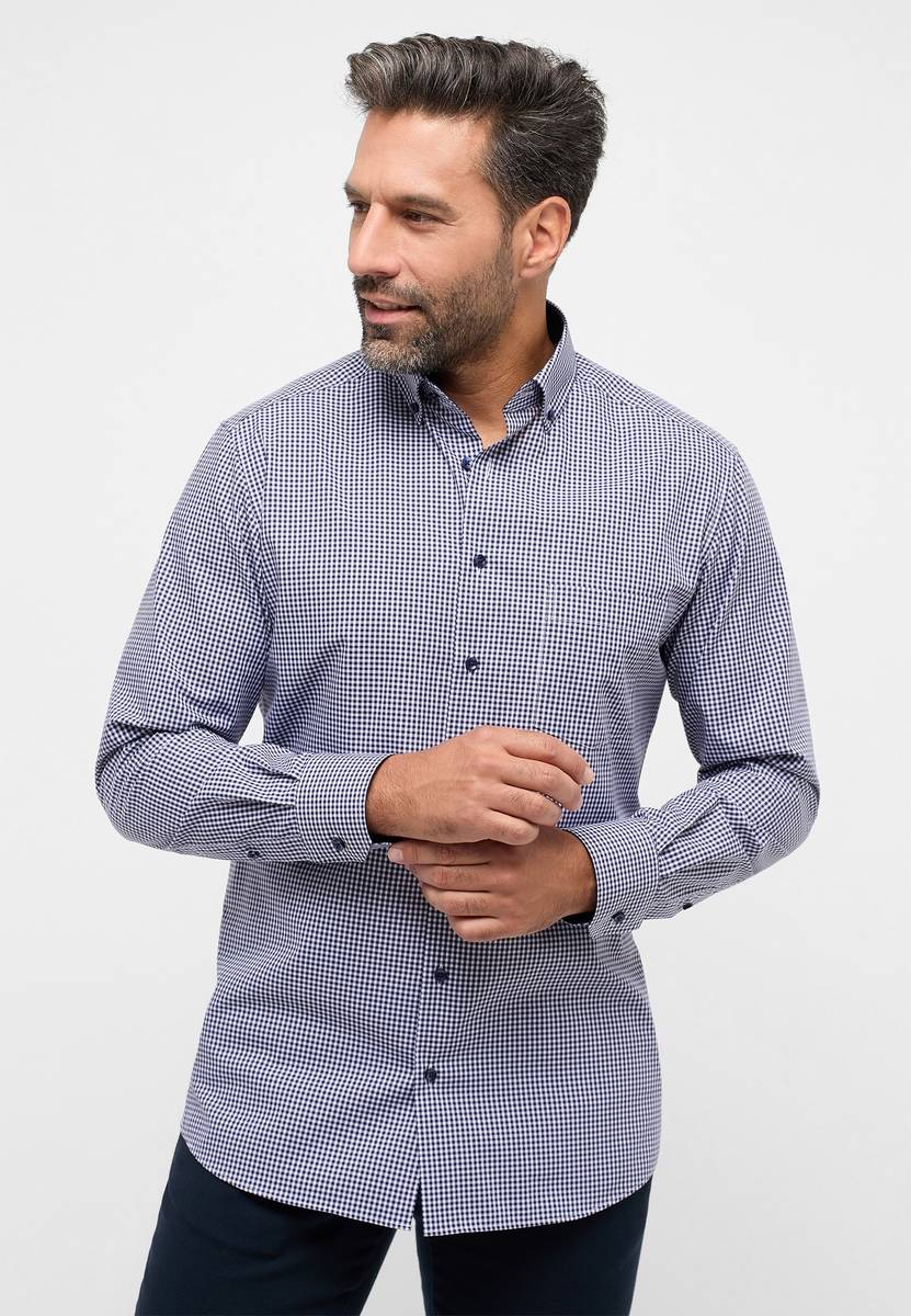 Eterna Camicia eterna a quadretti blu modern fit