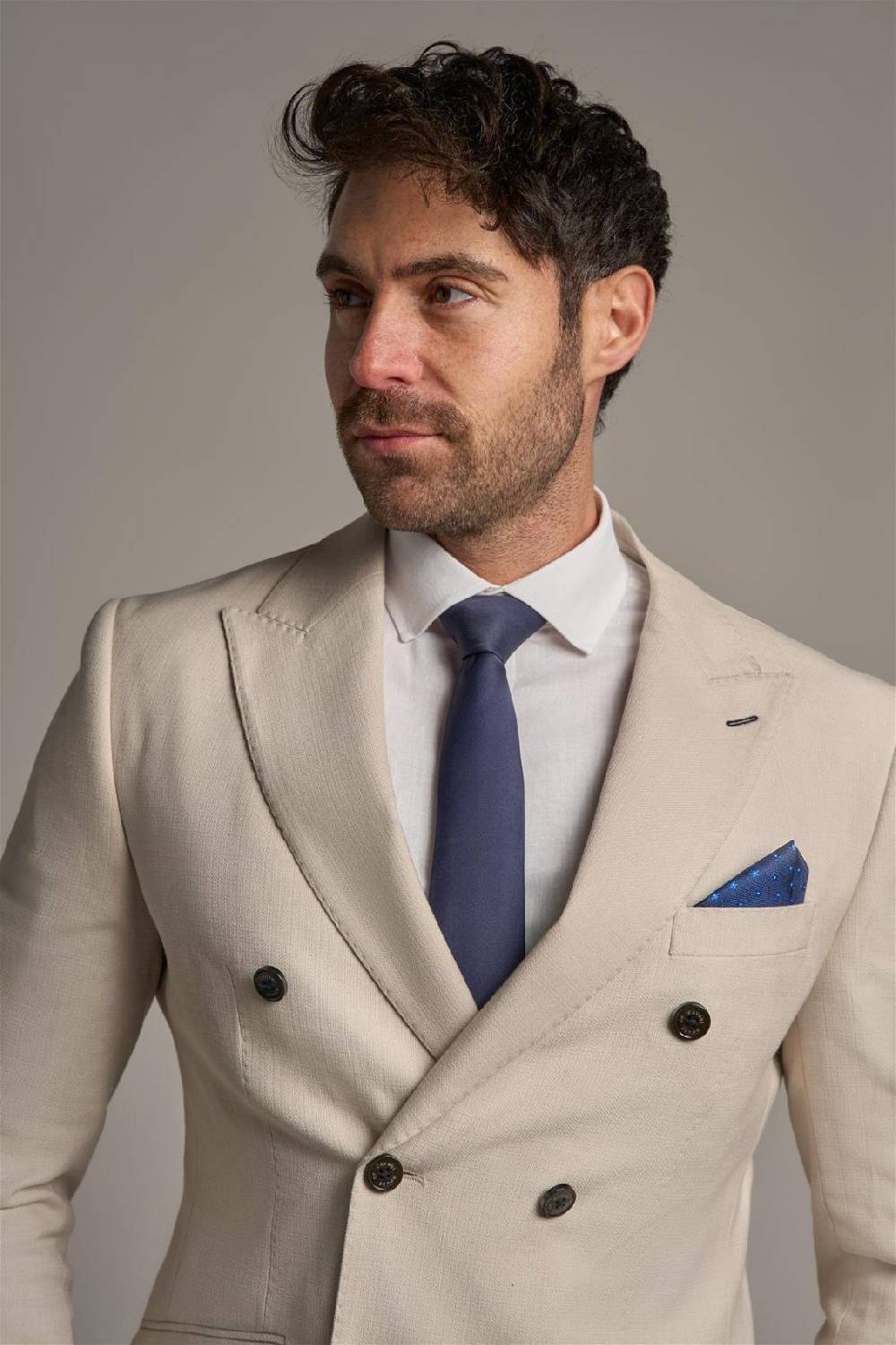 House Of Cavani Giacca Beige Cavani Slim Fit A Doppiopetto Sfoderata