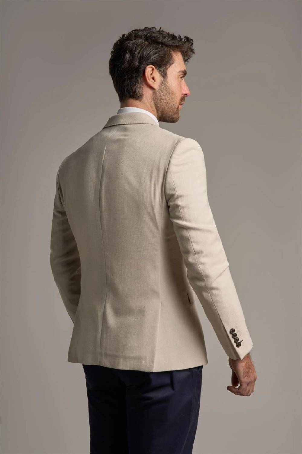 House Of Cavani Giacca Beige Cavani Slim Fit A Doppiopetto Sfoderata