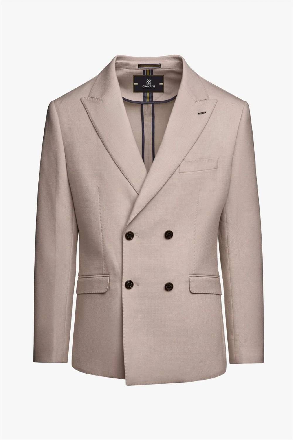 House Of Cavani Giacca Beige Cavani Slim Fit A Doppiopetto Sfoderata