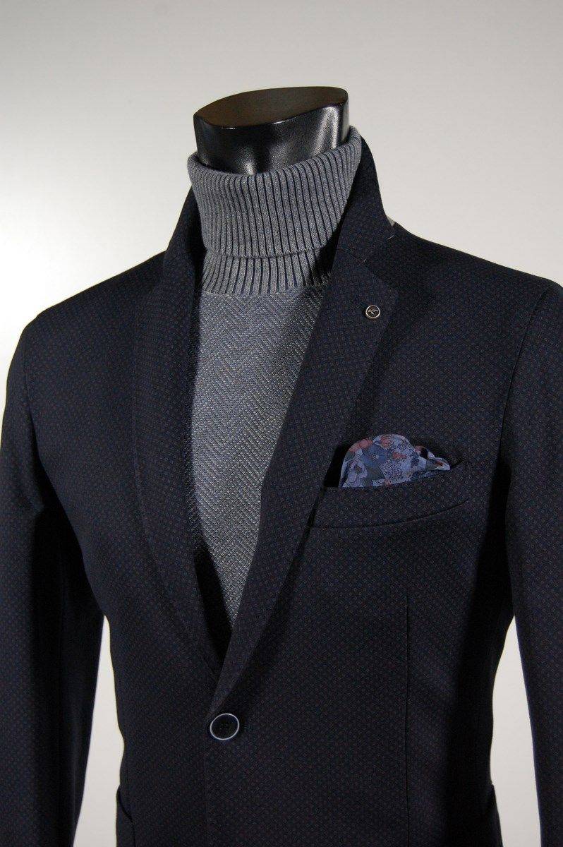 Falko Rosso Giacca Blazer Sfoderato Micro Fantasia Blu Falko Rosso