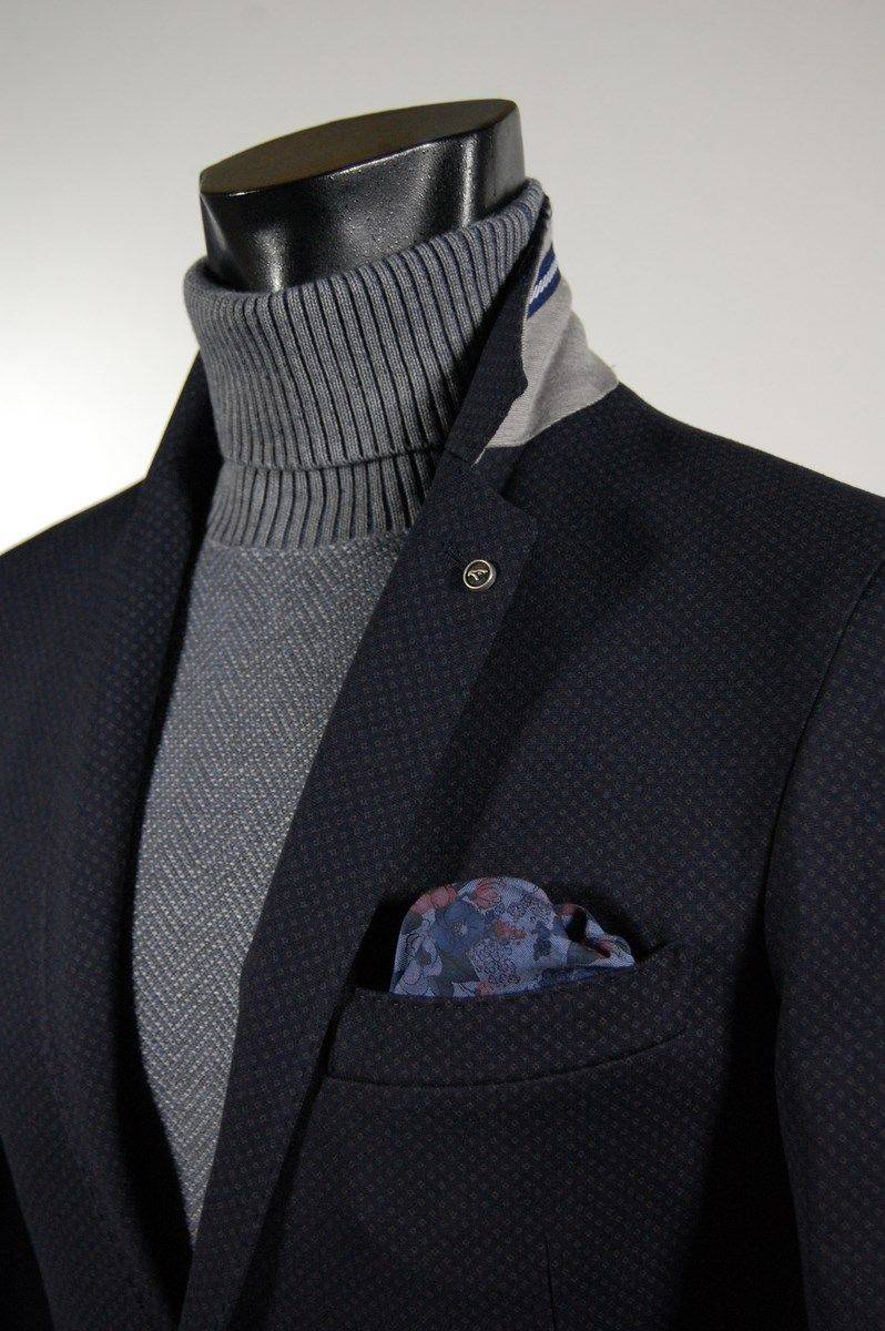 Falko Rosso Giacca Blazer Sfoderato Micro Fantasia Blu Falko Rosso