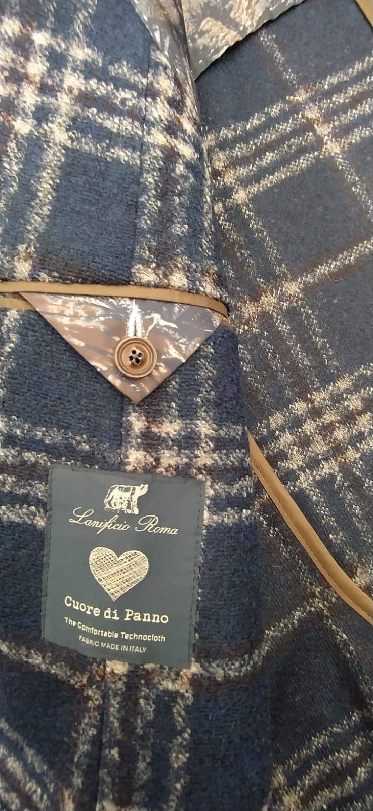 Digel Giacca Blu A Quadri Digel In Jersey Sfoderata Modern Fit