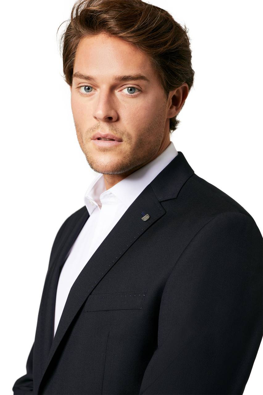 Digel Giacca Blu Scuro Digel Drop Quattro Corto Lana Marzotto Con Tasche A Toppa