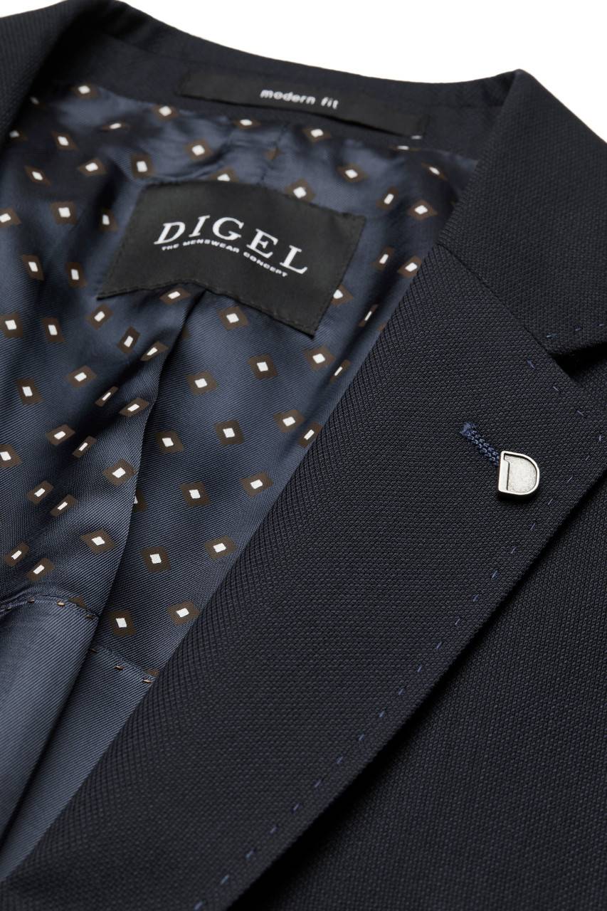 Digel Giacca Blu Scuro Digel Drop Quattro Corto Lana Marzotto Con Tasche A Toppa