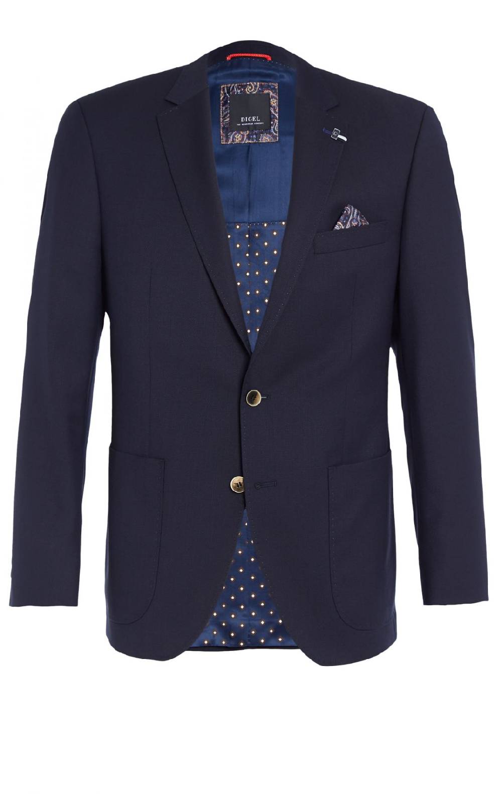 Digel Giacca blu scuro digel drop quattro corto lana marzotto con tasche a toppa