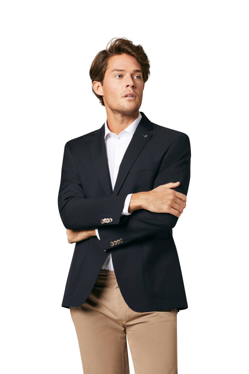 Digel Giacca blu scuro digel in pura lana vergine marzotto con tasche a toppa