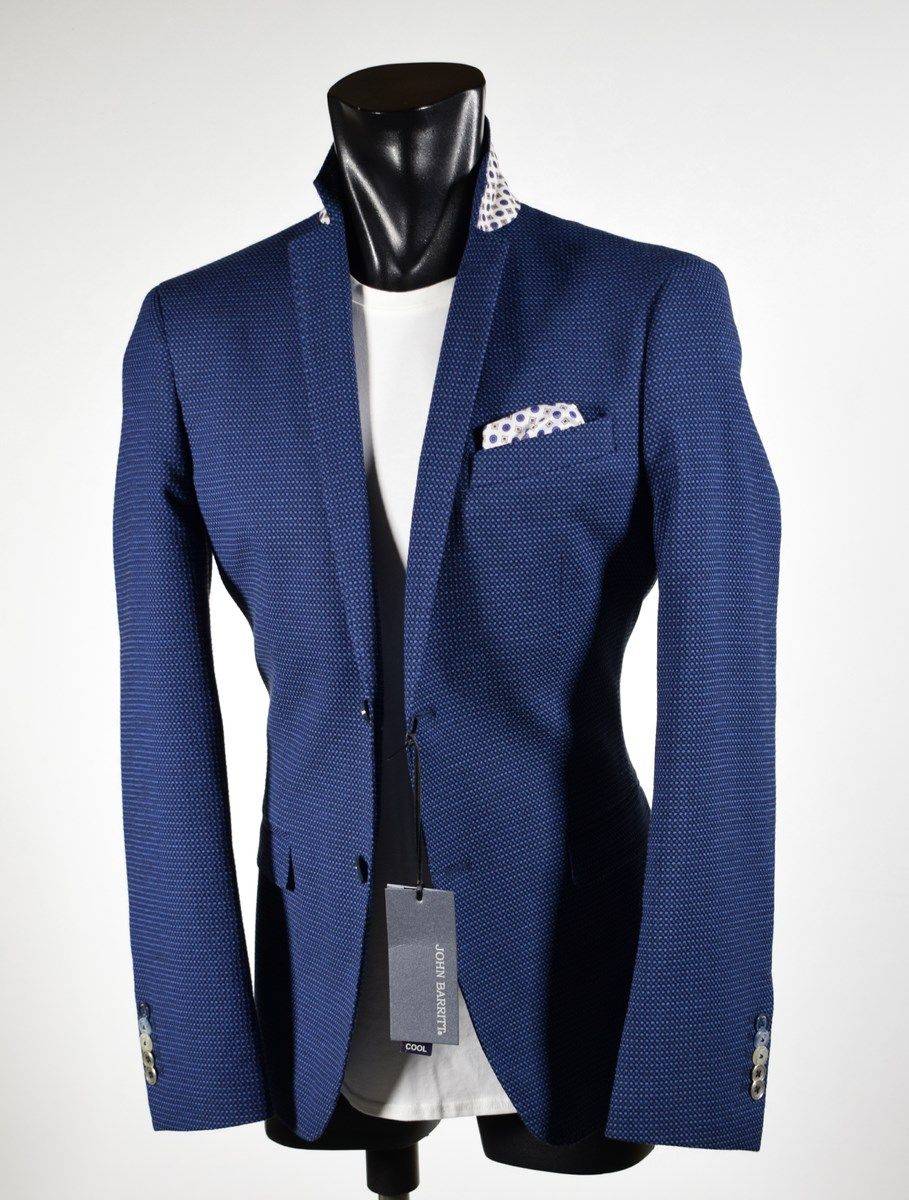 Falko Rosso Giacca Blu Sfoderata Slim Fit Misto Viscosa Made In Italy