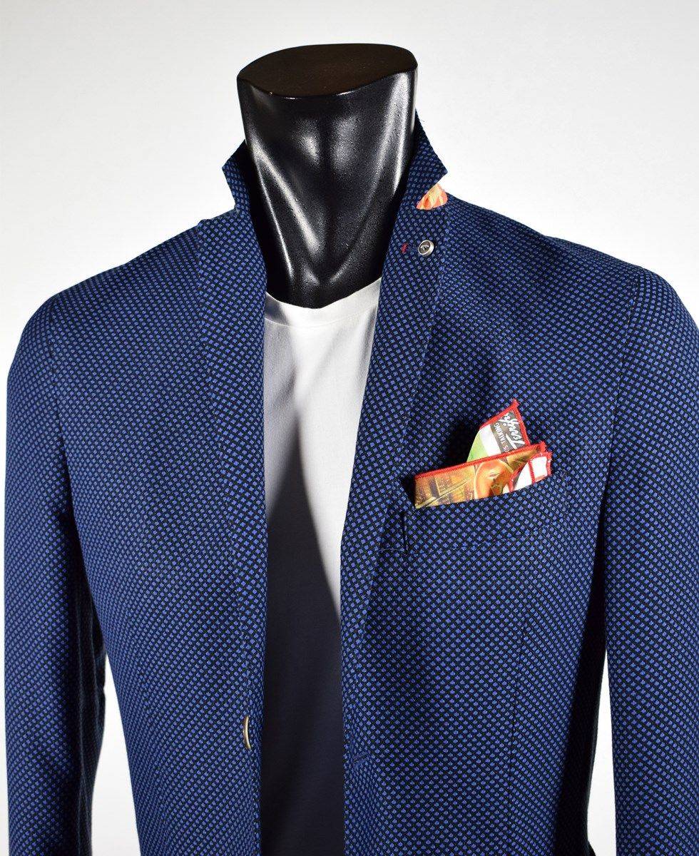 Falko Rosso Giacca blu sfoderata slim fit misto viscosa made in italy