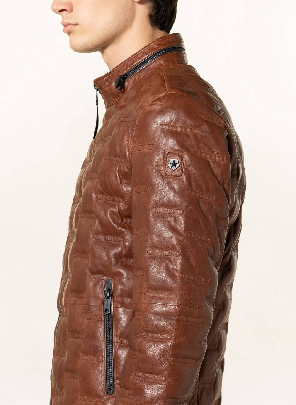 Milestone Giacca Cognac Trapuntata Milestone In Nappa Di Agnello