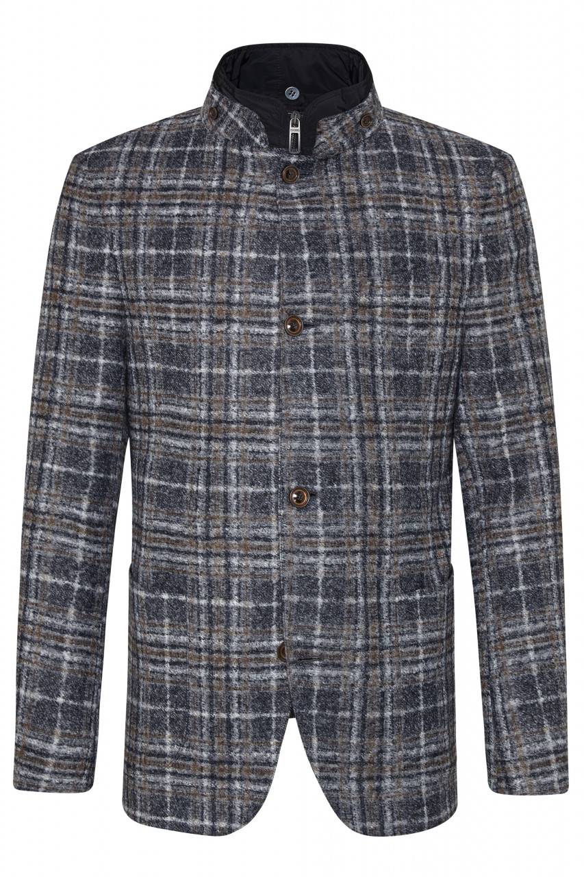 Digel Giacca Digel Slim Fit Grigio A Quadri In Jersey