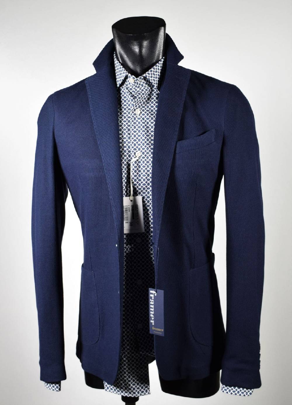 Framer Made In Italy Giacca Framer Informale Blu Sfoderata Slim Fit