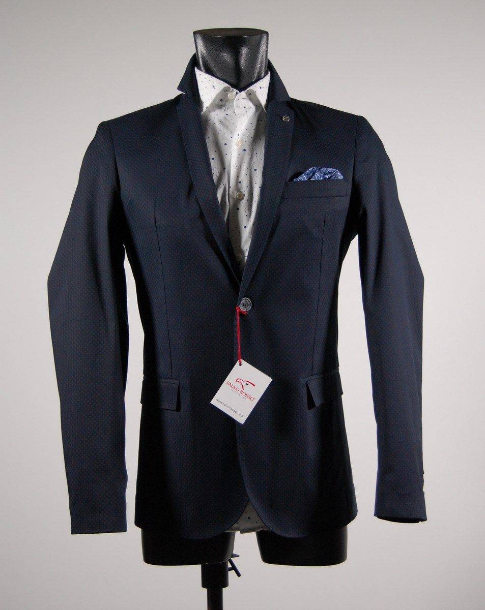 Falko Rosso Giacca In Cotone Stretch Slim Fit Falko Rosso Sfoderata Micro Disegno In Tre Colori