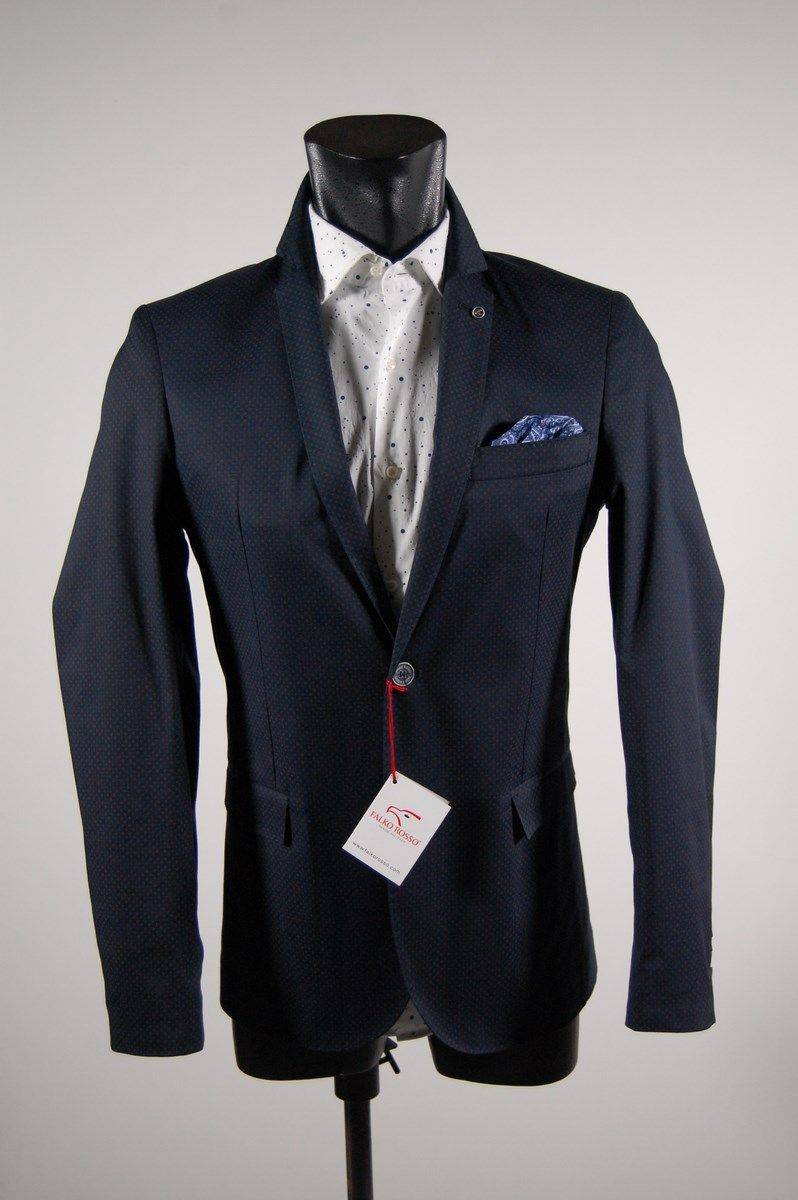 Falko Rosso Giacca In Cotone Stretch Slim Fit Falko Rosso Sfoderata Micro Disegno In Tre Colori