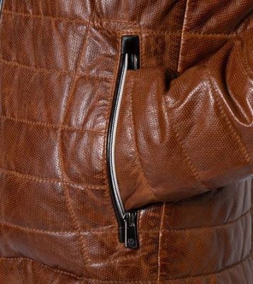 Milestone Giacca Milestone Cognac In Pelle Traforata Con Imbottitura Settantacinque Grammi