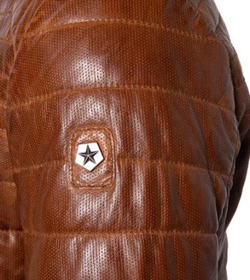 Milestone Giacca Milestone Cognac In Pelle Traforata Con Imbottitura Settantacinque Grammi