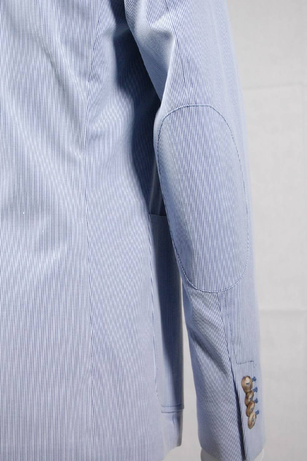 Piero Giachi Giacca Mille Righe Blu Sfoderata In Cotone