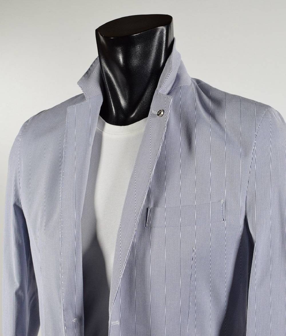 Falko Rosso Giacca Misto Cotone Elasticizzato A Righe Azzurro Sfoderata Made In Italy