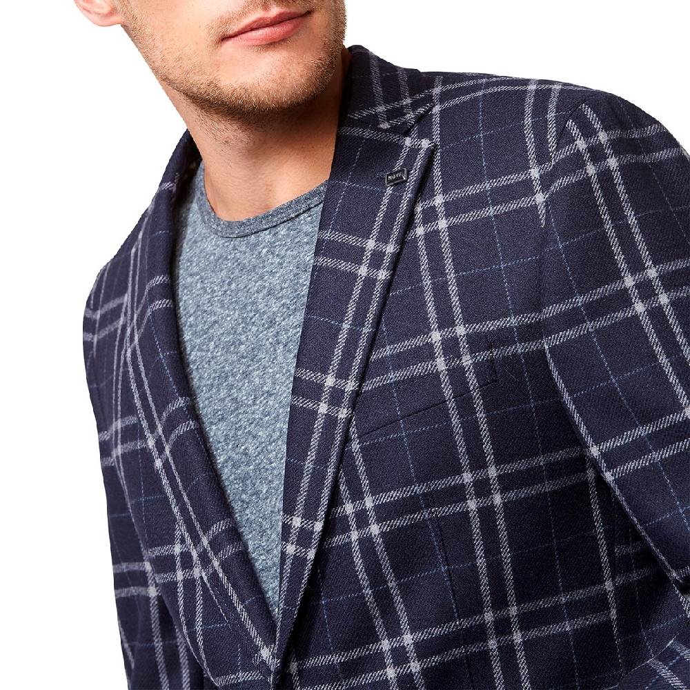 Digel Giacca Moda Slim Fit Digel In Misto Lana Blu A Quadri